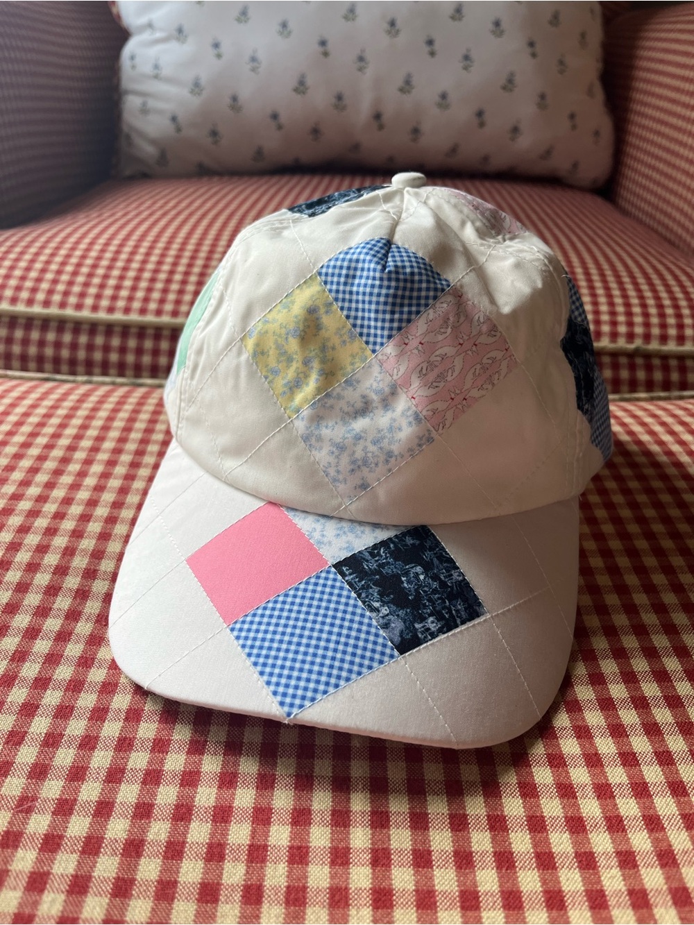 YLLW LUCA QUILTED CAP — PATCHES PATCHWORK QUILT WHITE YELLOW THE LABEL HAT